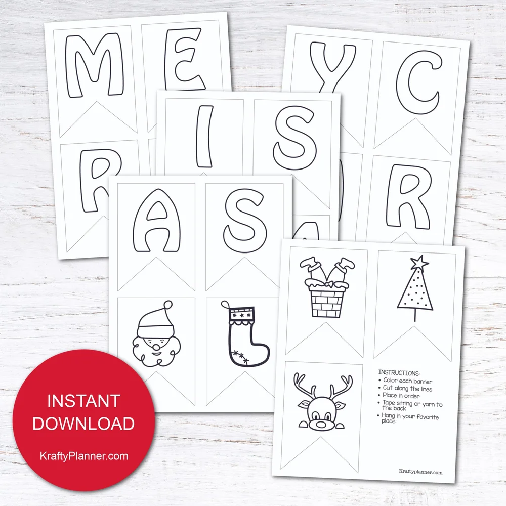 Merry Christmas Banner {Free Printable} — Krafty Planner